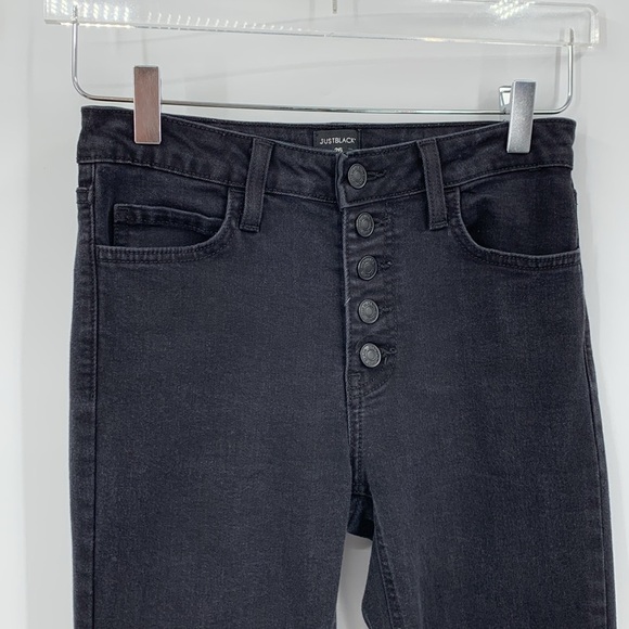 Just black ankle skinny jeans raw frayed hem ankle cropped women stretch 26 - Picture 3 of 6